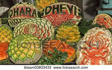 "Artistic carved fruit as decoration, Chiang Mai, Chiang Mai province, Thailand, Asia" View Large Photo Image Stock Image - "Artistic carved fruit as decoration, Chiang Mai, Chiang Mai province, Thailand, Asia". Fotosearch