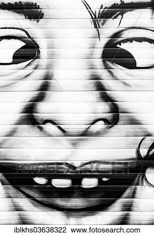 Stock Image - "Artistic graffiti on a shutter, Berlin, Berlin, Germany, Europe". Fotosearch