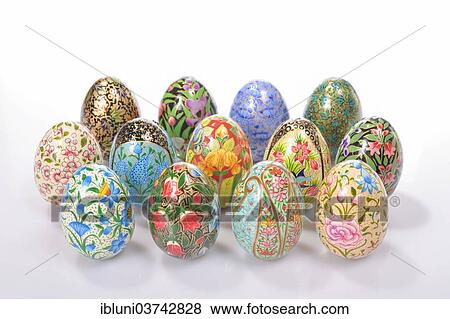 Stock Photo - Artistically painted Easter eggs. Fotosearch