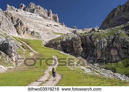 Stock Photograph - "Ascent from Falzarego Pass to the Lagazuoi, long distance hiking trail Italy, Sentiero Italia SI No. 402, Cortina d'Ampezzo, Veneto, Italy, Europe". Fotosearch