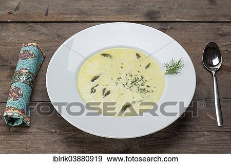 Asparagus soup with green asparagus View Large Photo Image Stock Photo - Asparagus soup with green asparagus. Fotosearch