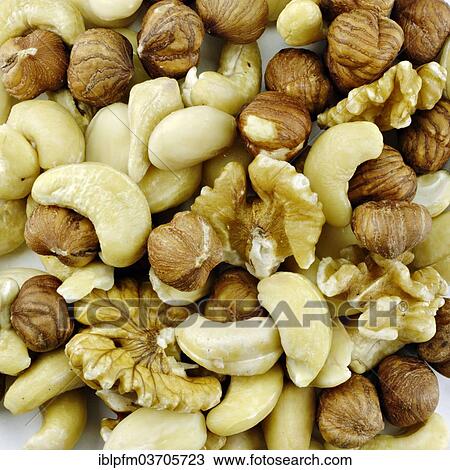 Stock Image - Assortment of nuts. Fotosearch
