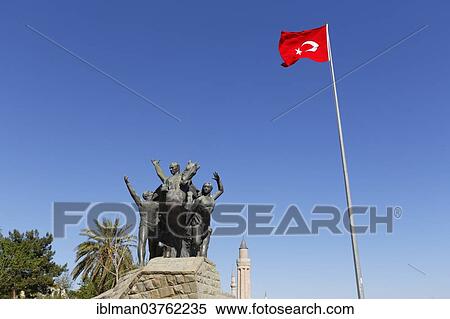 "Ataturk Monument by Hueseyin Gezer, 1965, Cumhuriyet Meydani square, Antalya, Turkische Riviera, Antalya Province, Turkey, Asia" View Large Photo Image Stock Photography - "Ataturk Monument by Hueseyin Gezer, 1965, Cumhuriyet Meydani square, Antalya, Turkische Riviera, Antalya Province, Turkey, Asia". Fotosearch