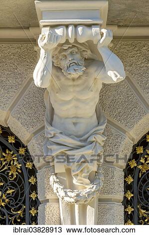 "Atlante on the facade of the south side of Schloss Linderhof Palace, Upper Bavaria, Bavaria, Germany, Europe" View Large Photo Image Stock Image - "Atlante on the facade of the south side of Schloss Linderhof Palace, Upper Bavaria, Bavaria, Germany, Europe". Fotosearch