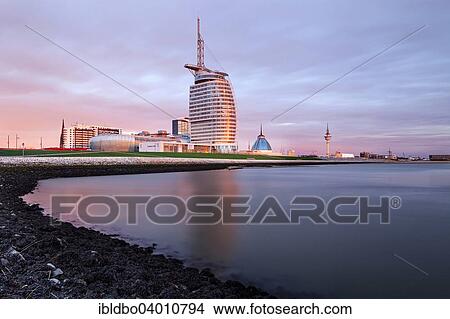 "Atlantic Hotel Sail City, Mediterraneo shopping centre, Klimahaus Bremerhaven, dusk, Willy-Brandt-Platz, Bremerhaven, Bremen, Germany, Europe" View Large Photo Image Picture - "Atlantic Hotel Sail City, Mediterraneo shopping centre, Klimahaus Bremerhaven, dusk, Willy-Brandt-Platz, Bremerhaven, Bremen, Germany, Europe". Fotosearch