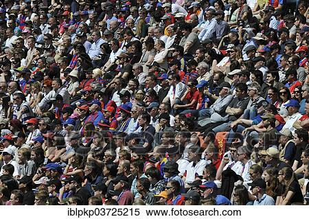 Stock Photography - "Audience in the stands, Basel, Canton of Basel-Stadt, Switzerland, Europe". Fotosearch