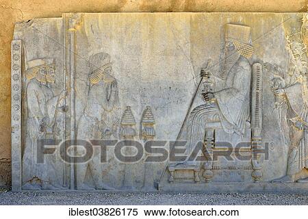 Stock Photography - "Audience with the king, bas-relief, Apadana Palace, ancient city of Persepolis, UNESCO World Heritage Site, near Shiraz, Fars Province, Iran, Asia". Fotosearch