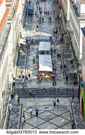 Stock Image - "Augusta Street, Baixa, Lisbon, Portugal, Europe". Fotosearch