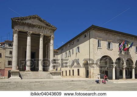 "Augustus temple and old town hall, Pula, Istria, Croatia, Europe" View Large Photo Image Stock Photo - "Augustus temple and old town hall, Pula, Istria, Croatia, Europe". Fotosearch