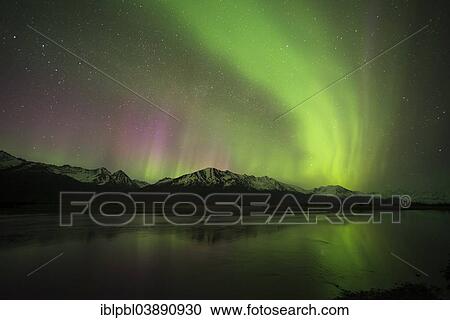 "Aurora borealis, Chugach Range, Knik River Valley, Alaska, USA" View Large Photo Image Stock Image - "Aurora borealis, Chugach Range, Knik River Valley, Alaska, USA". Fotosearch