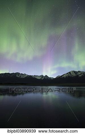 "Aurora borealis, Chugach Range, Knik River Valley, Alaska, USA" View Large Photo Image Stock Photo - "Aurora borealis, Chugach Range, Knik River Valley, Alaska, USA". Fotosearch
