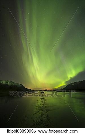 "Aurora borealis, Chugach Range, Knik River Valley, Alaska, USA" View Large Photo Image Stock Photography - "Aurora borealis, Chugach Range, Knik River Valley, Alaska, USA". Fotosearch