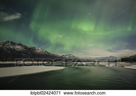 Aurora Borealis over the Knik River Valley, Alaska View Large Photo Image Stock Image - Aurora Borealis over the Knik River Valley, Alaska. Fotosearch