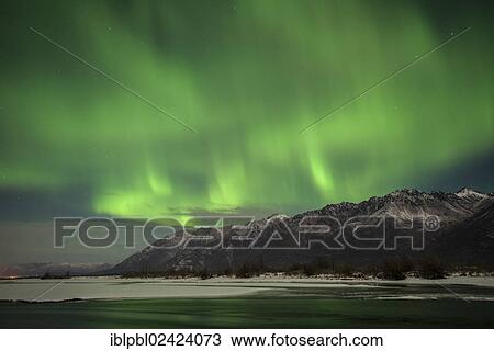 Aurora Borealis over the Knik River Valley, Alaska View Large Photo Image Stock Image - Aurora Borealis over the Knik River Valley, Alaska. Fotosearch
