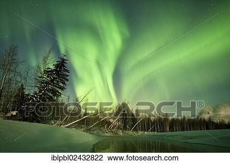 "Aurora Borealis over the Portage River, Alaska, United States, North America" View Large Photo Image Stock Image - "Aurora Borealis over the Portage River, Alaska, United States, North America". Fotosearch