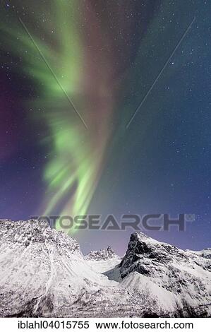 Stock Photography - "Aurora over the Grotfjord, Tromso, Troms, Norway, Europe". Fotosearch