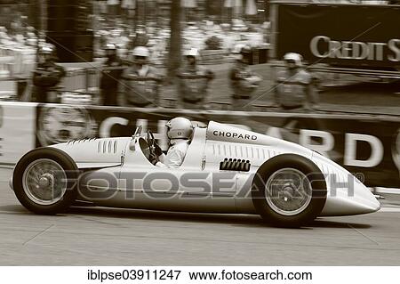 Stock Photo - "Auto Union Type C racing car, Silver Arrow, replica, 9th Grand Prix de Monaco Historique, Principality of Monaco". Fotosearch