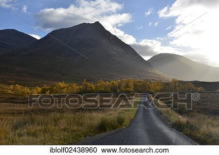 Stock Image - "Autumn in the Valley of Glen Etive, Scottish Highlands, Scotland, United Kingdom, Europe". Fotosearch