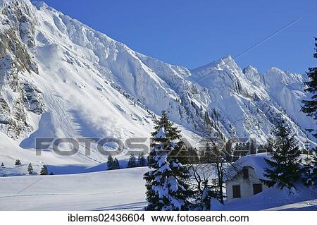 "Avalanche going down at the Saentis massif in the Appenzell Alps, Schwaegalp, Switzerland, Europe" View Large Photo Image Picture - "Avalanche going down at the Saentis massif in the Appenzell Alps, Schwaegalp, Switzerland, Europe". Fotosearch