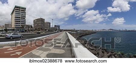 Stock Photo - "Ave de Canarias waterside promenade, Las Palmas, Gran Canaria, Canary Islands, Spain, Europe, PublicGround, Europe". Fotosearch