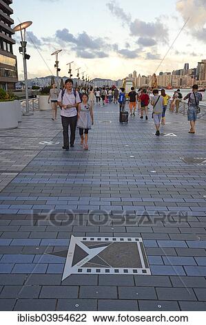 "Avenue of Stars with inlet stars for actors, at dawn on the Hong Kong River, Kowloon, Hong Kong, China, Asia" View Large Photo Image Stock Image - "Avenue of Stars with inlet stars for actors, at dawn on the Hong Kong River, Kowloon, Hong Kong, China, Asia". Fotosearch