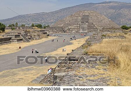 "Avenue of the Dead or Calzada de los Muertos leading to the Pyramid of the Moon or Piramide de la Luna, UNESCO World Heritage Site Archaeological Site of Teotihuacan, Mexico, Mexico, North America" View Large Photo Image Stock Photo - "Avenue of the Dead or Calzada de los Muertos leading to the Pyramid of the Moon or Piramide de la Luna, UNESCO World Heritage Site Archaeological Site of Teotihuacan, Mexico, Mexico, North America". Fotosearch