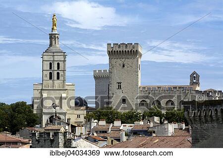 Stock Photo - "Avignon Cathedral, Cathedrale Notre-Dame des Doms d'Avignon and the Palais des Papes, UNESCO World Heritage Site, Avignon, Vaucluse, Provence-Alpes-Cote d'Azur, France, Europe". Fotosearch