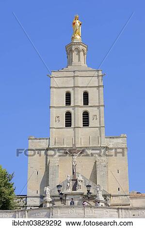 Stock Image - "Avignon Cathedral with the Crucifix below, Avignon, Vaucluse, Provence-Alpes-Cote d'Azur, Southern France, France, Europe". Fotosearch