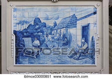 "Azulejo, mural made of ceramic tiles, farmers weaving wicker objects, in Funchal, Santa Luzia, Funchal, Madeira, Portugal, Europe" View Large Photo Image Stock Image - "Azulejo, mural made of ceramic tiles, farmers weaving wicker objects, in Funchal, Santa Luzia, Funchal, Madeira, Portugal, Europe". Fotosearch