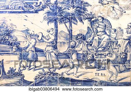Picture - "Azulejos, Pousada de Santa Marinha, interior, Guimaraes, Minho, Portugal, Europe". Fotosearch