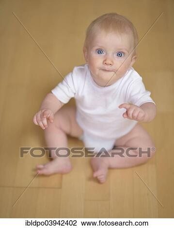 Stock Image - "Baby, 7 months, inquisitive, attentive". Fotosearch
