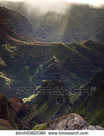 "Backlit rocks in Waimea Canyon State Park, Kaua'i, Hawaii, USA" View Large Photo Image Picture - "Backlit rocks in Waimea Canyon State Park, Kaua'i, Hawaii, USA". Fotosearch