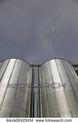 Picture - BAG Hohenlohe grain silos, Raiffeisen EG, Neuenstein, Hohenlohe, Baden-Wuerttemberg, Germany, Europe. Fotosearch