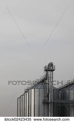 Stock Photography - BAG Hohenlohe grain silos, Raiffeisen EG, Neuenstein, Hohenlohe, Baden-Wuerttemberg, Germany, Europe. Fotosearch