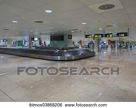 "Baggage carousel at Barcelona Airport, ​​Barcelona, Catalonia, Spain, Europe" View Large Photo Image Stock Photograph - "Baggage carousel at Barcelona Airport, ​​Barcelona, Catalonia, Spain, Europe". Fotosearch