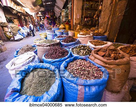 "Bags of spices in the historic Medina, Souk, market, Marrakech, Marrakech-Tensift-Al Haouz, Morocco, Africa" View Large Photo Image Stock Photography - "Bags of spices in the historic Medina, Souk, market, Marrakech, Marrakech-Tensift-Al Haouz, Morocco, Africa". Fotosearch