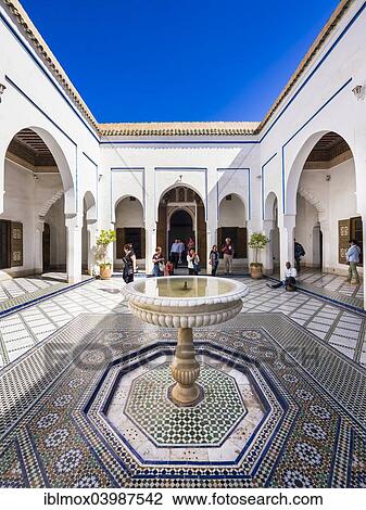 Stock Image - "Bahia Palace, Palais Bahia, built on behalf of the Grand Vizier Si Moussa in 1867, Medina, Marrakech, Marrakech-Tensift-El Haouz, Morocco, Africa". Fotosearch