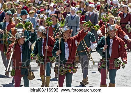"Bailiffs at the front of the wedding procession of the """"Landshut Wedding"""", historic center, Landshut, Lower Bavaria, Bavaria, Germany, Europe" View Large Photo Image Stock Image - "Bailiffs at the front of the wedding procession of the """"Landshut Wedding"""", historic center, Landshut, Lower Bavaria, Bavaria, Germany, Europe". Fotosearch