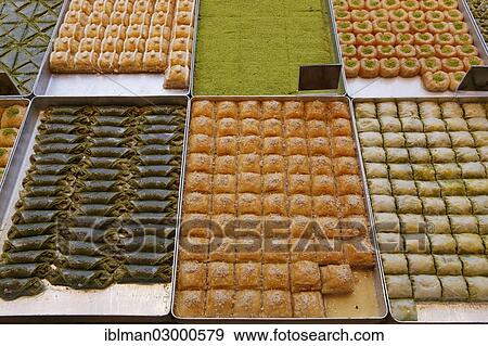 "Baklava and other Turkish sweets in the shop window of Hafiz Mustafa, Istanbul, Turkey, Europe, Istanbul, Istanbul Province, Turkey, Asia" View Large Photo Image Stock Photo - "Baklava and other Turkish sweets in the shop window of Hafiz Mustafa, Istanbul, Turkey, Europe, Istanbul, Istanbul Province, Turkey, Asia". Fotosearch