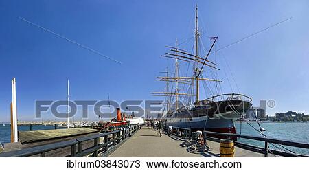 "Balclutha"""", a three masted sailing ship at the Hyde Street Pier, San Francisco, California, USA" View Large Photo Image Stock Image - "Balclutha"""", a three masted sailing ship at the Hyde Street Pier, San Francisco, California, USA". Fotosearch