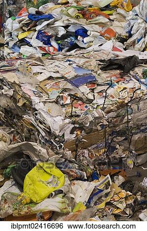 Bales of recyclable plastic containers and paper at a sorting centre, Quebec, Canada, North America View Large Photo Image Stock Photograph - Bales of recyclable plastic containers and paper at a sorting centre, Quebec, Canada, North America. Fotosearch