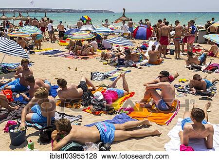 Ballermann Beach Party Area At The Playa De Palma Bay Of Palma Majorca Balearic Islands Spain Europe Stock Photo Iblstf Fotosearch