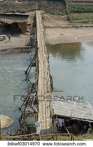 "Bamboo bridge over the Nam Khan, a tributary of the Mekong River, Luang Prabang, Luang Prabang, Luang Prabang Province, Laos, Asia" View Large Photo Image Stock Image - "Bamboo bridge over the Nam Khan, a tributary of the Mekong River, Luang Prabang, Luang Prabang, Luang Prabang Province, Laos, Asia". Fotosearch