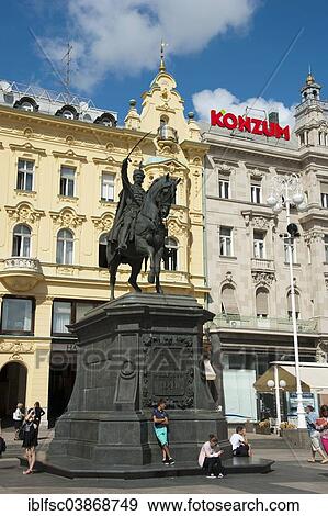 "Ban Jelacic statue in Ban Jelacic Square, Lower Town, Zagreb, Croatia, Europe" View Large Photo Image Stock Photo - "Ban Jelacic statue in Ban Jelacic Square, Lower Town, Zagreb, Croatia, Europe". Fotosearch