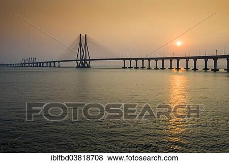 Stock Photo - "Bandraâ€“Worli Sea Link, or Rajiv Gandhi Sea Link, Mahim Bay, Mumbai, Maharashtra, India, Asia". Fotosearch