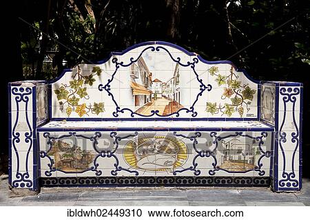 "Bank decorated with tiles in Almeda Park, Marbella, Costa del Sol, Andalusia, Spain, Europe, PublicGround, Europe" View Large Photo Image Stock Image - "Bank decorated with tiles in Almeda Park, Marbella, Costa del Sol, Andalusia, Spain, Europe, PublicGround, Europe". Fotosearch