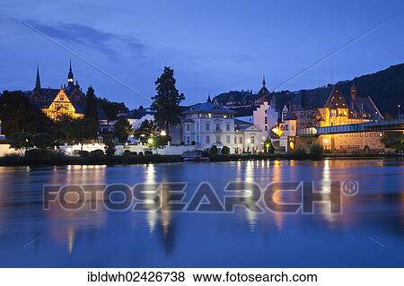 "Bank of the Moselle River at night,, Traben-Trarbach, Moselle, Rhineland-Palatinate, Germany, Europe, PublicGround, Europe" View Large Photo Image Stock Photo - "Bank of the Moselle River at night,, Traben-Trarbach, Moselle, Rhineland-Palatinate, Germany, Europe, PublicGround, Europe". Fotosearch