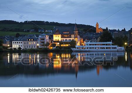 "Bank of the Moselle River at night,, Traben-Trarbach, Moselle, Rhineland-Palatinate, Germany, Europe, PublicGround, Europe" View Large Photo Image Stock Photography - "Bank of the Moselle River at night,, Traben-Trarbach, Moselle, Rhineland-Palatinate, Germany, Europe, PublicGround, Europe". Fotosearch