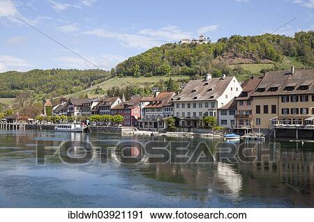 "Bank of the Rhine River with a boat landing and Burg Hohenklingen Castle, Stein am Rhein, High Rhine, Canton of Schaffhausen, Switzerland, Europe" View Large Photo Image Stock Image - "Bank of the Rhine River with a boat landing and Burg Hohenklingen Castle, Stein am Rhein, High Rhine, Canton of Schaffhausen, Switzerland, Europe". Fotosearch