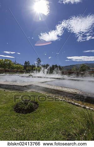 Stock Photograph - Banos del Inca thermal baths, Cajamarca, Peru, South America. Fotosearch
